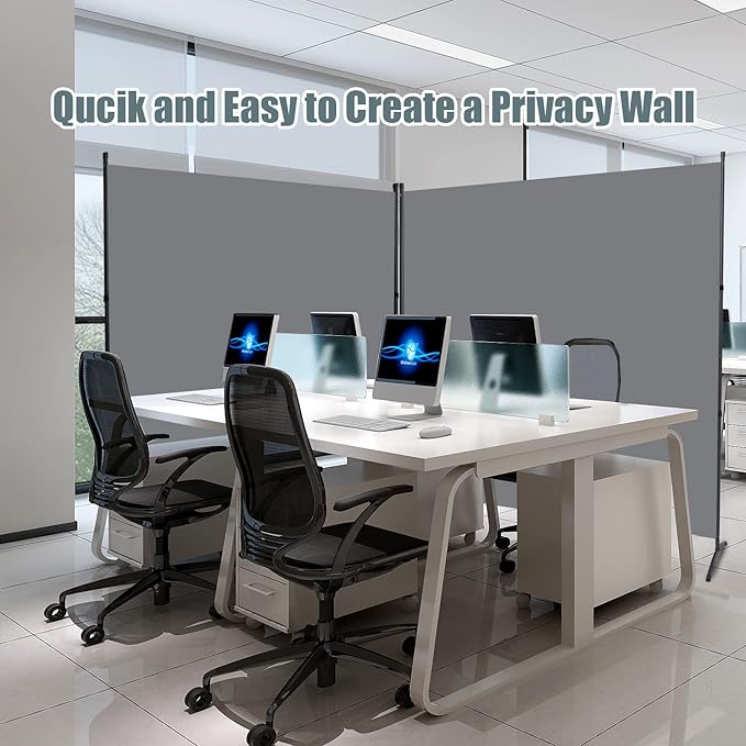 Room Divider Single Panel Privacy Screen, 71''x72''H Large Divider for Room Separation, Thickened Fabric 6FT Room Divider Wall Screen for Bedroom Office School, Portable Partition Room Dividers, Grey