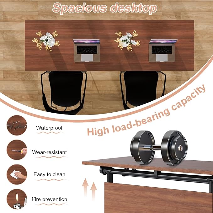 Conference Table Flip Top Mobile Conference Room Tables,Folding Conference Table with Wheels,Large Meeting Training Seminar Table Saving Space for Office Classroom(4D,47.2'')