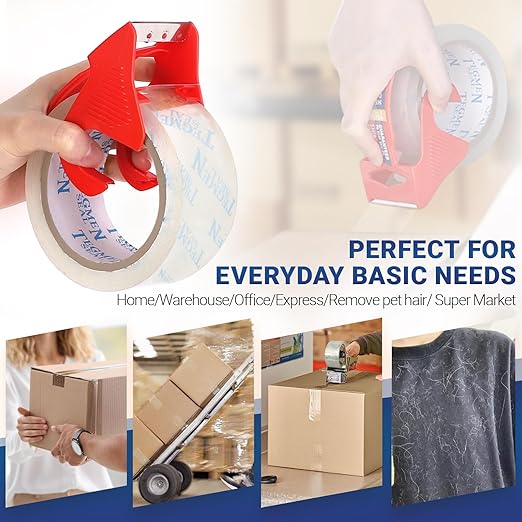 TegmenSeal Heavy Duty Clear Packing Tape with Dispenser Combo for Shipping, Moving & Storage,Thicker Clear Packing Tape,1.88 inches Wide, 60 Yards Per Roll, 60 Total Yards