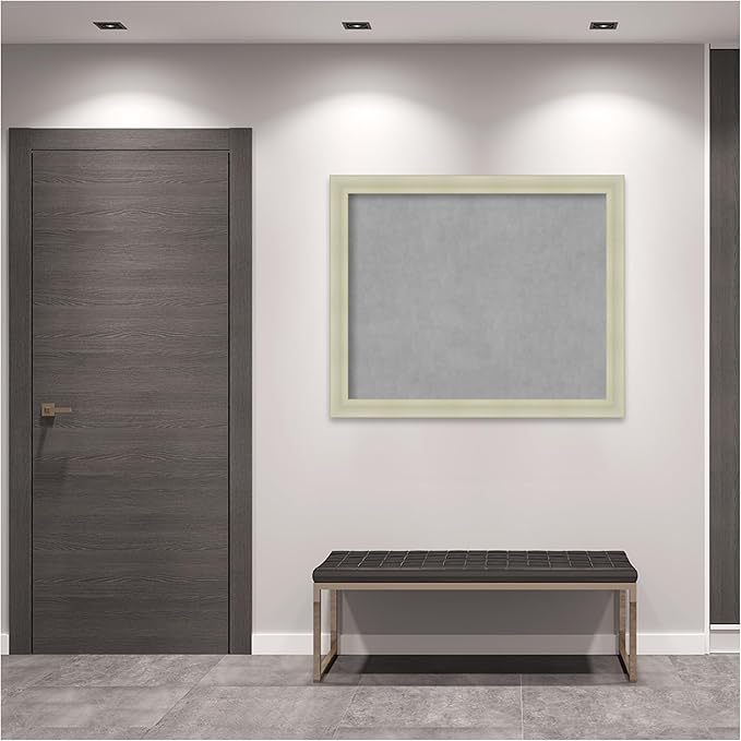 Amanti Art Silver Framed Magnetic Board 37x45 X-Large Vision Board for use with Magnets, 100% Metal Sheet to Display Items as Office Decor or for Home Organization in mudroom, Kitchen or Kids Room