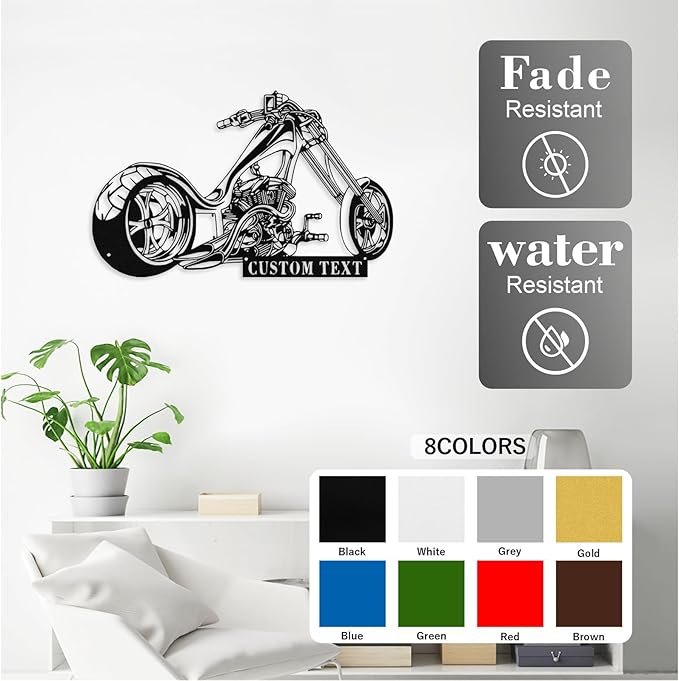 Custom Motorcycle Metal Sign Personalized Biker Name Sign Motorcycle Wall Art Motorbike Signs Garage/Man Cave Decor Gift for Bikers Men Husband
