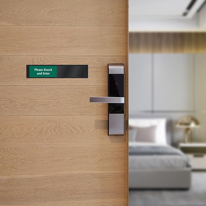 SmartSign Privacy Sign - Do Not Disturb/Please Knock and Enter Slider Door Sign for Home Office Restroom Conference Hotel Hospitals | 2.25" x 10" Plastic Black, Made in USA
