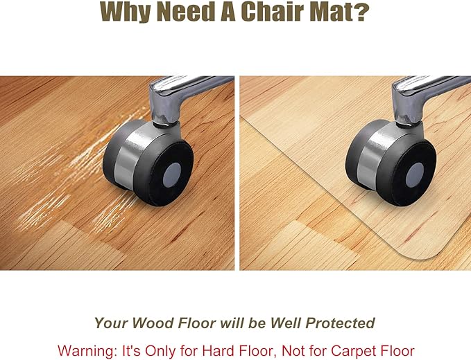 Kuyal Clear Chair Mat, Hard Floor Use, 48" X 59" Transparent Office Home Floor Protector mat Chairmats (48" X 59" Rectangle)