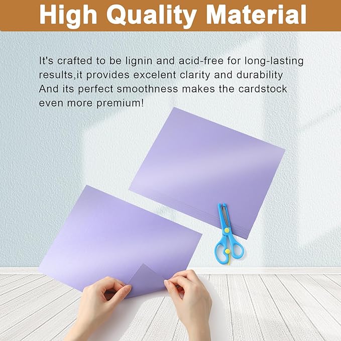 Silunkia 100 Sheets Purple Shimmer Cardstock 8.5 x 11 Cutting Paper, 75lb Heavyweight Craft Paper Card Stock for Card Making, Business Cards, Invitations, Thank You Cards