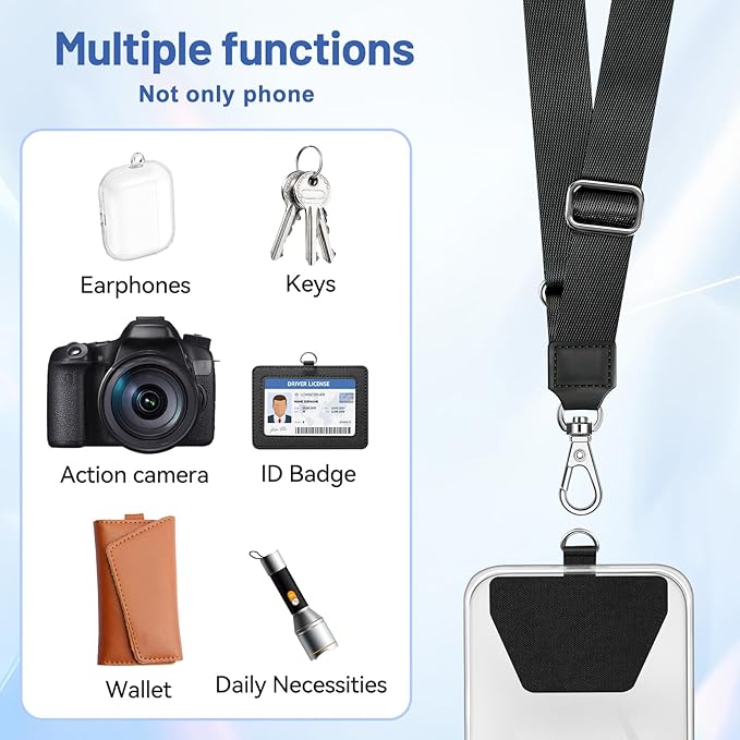 Doormoon Phone Lanyard, Universal Neck Strap with Patch for Phone Case Wallet Tether Key Chain ID Badge Holder for Most Smartphones, 2 Pack, Black Red