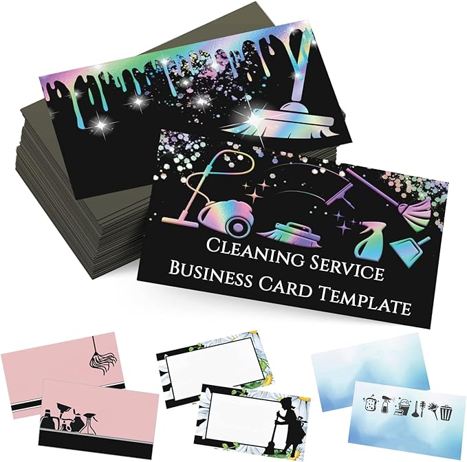 Custom Business Cards Personalized Business Cards for Small Business 300gsm Matte Paper Front & Back Sides Printed 3.5" x 2" - Cleaning Service Template