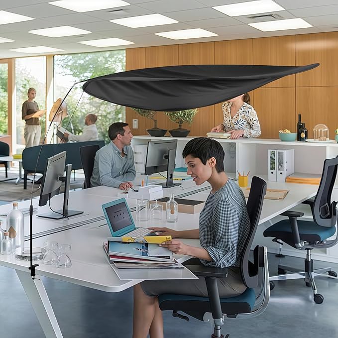 Adjustable Office Cubicle & Desk Shade – 55" Extra-Large Oval Design for Wider Coverage, Blocks Light and Distractions, Creates a Private and Comfortable Workspace