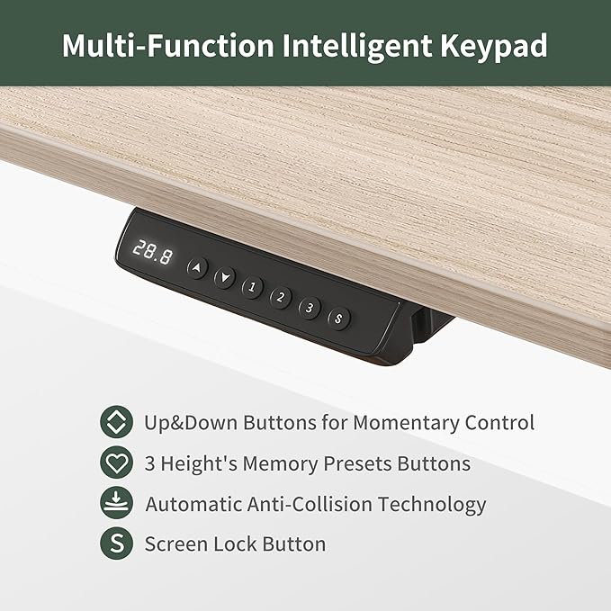 FEZIBO 55'' x 24" Height Adjustable Electric Standing Desk with 4 Drawers and Keyboard Tray, Home Office Table for Work, Study, Gaming, Writing, Light Walnut