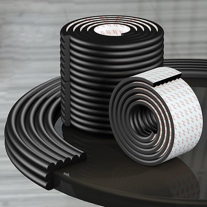 Soft Extra-Wide Edge Protector for Baby, 16.4ft Baby Proofing Edge Guards Padding Self-Adhesive Double Sided Tape, Safety Guards Proof Foam Padding for Sharp Edges, Table, Desk, Furniture Black