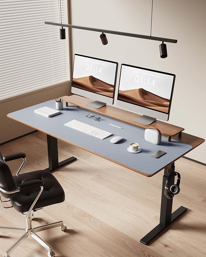 YSAGi Leather Desk Protector, Office Mat, Large Mouse Mat, Non-Slip PU Leather Blotter, Laptop Desk, Waterproof Writing Pad for Office and Home (Light Grey, 47" x 17")