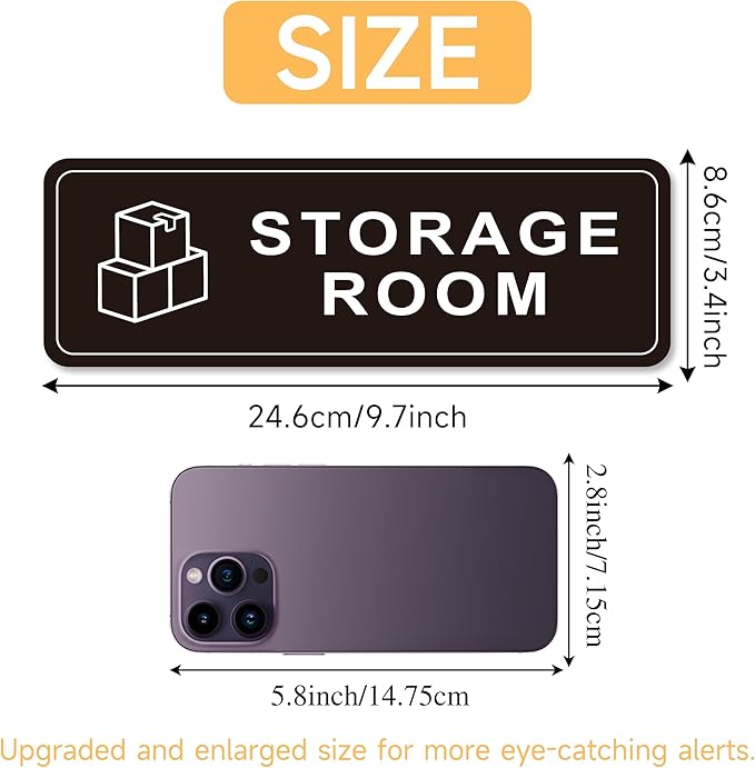 Storage Room Door Sign for Business and Home, Self-Adhesive Durable Modern Storage Room Sticker, Authorized Personnel Only Signs for Industry, Hospital, Restaurants, Private Area