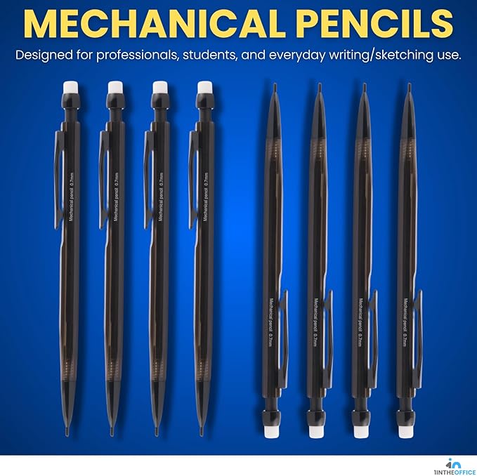 1InTheOffice Mechanical Pencils 0.7mm, #2.5, HB Lead, Black Lead, Smoke Barrel 24 Pack