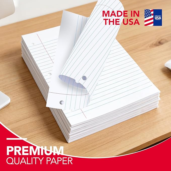 KAISA Filler Paper Loose Leaf Paper, Wide Ruled Paper, 8"x10-1/2", 3-Hole Punched Binder Paper For 3-Ring Binders,150 Sheets/pack 3Pack, F15001W