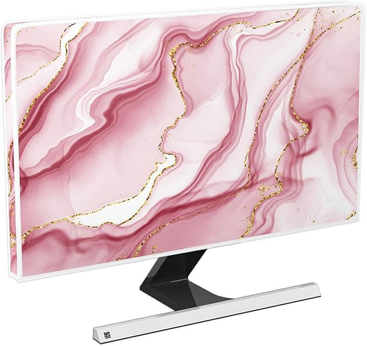 Baocicco Gold Pink Marble Waterproof TV Display Screen Cover 75 Inch TV Accessories Laptop TVs LCD Screen Decoration for Tablet Anti-Static Dustproof Protective for Home Office