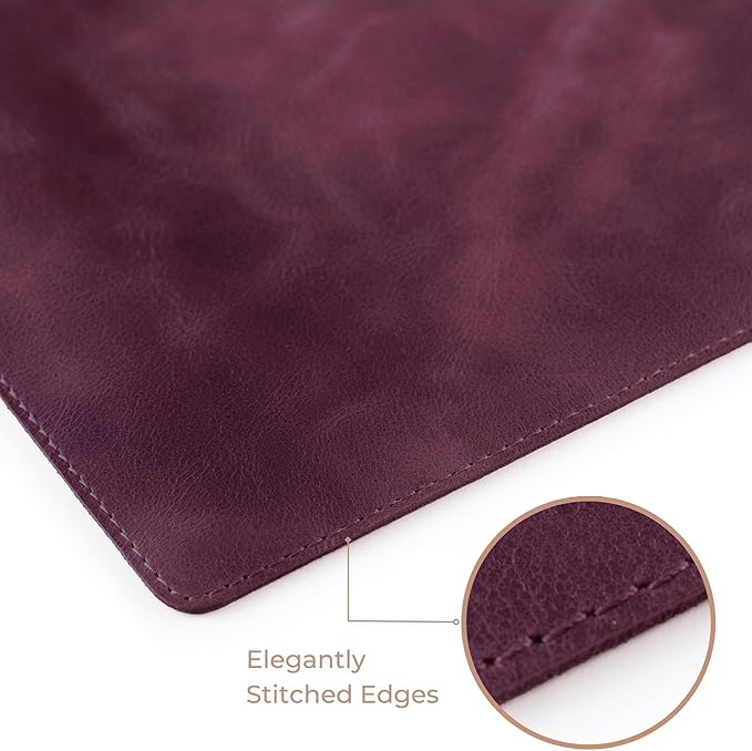 Node Leather Calfskin Leather Desk Pad – Executive Office Desk Mat with Non-Slip Bottom – Smooth Surface for Mouse & Keyboard – Wide Desk Protector 15 3/4" x 38" – Real Leather Desk Blotter