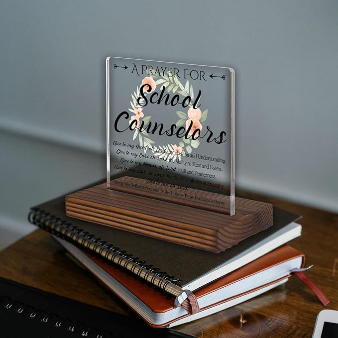 School Counselor Prayer Desk Sign, Faith-Based Christian Gift for Counselors Graduation Birthday Christmas, Inspirational Office Decor for Guidance and Support Appreciation PA114