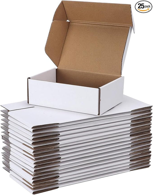 PHAREGE 6x4x2 inch Shipping Boxes Bulk 25 Pack White, Tab Lock Tuck Top Mailer Boxes for Packaging Small Business, Small Cardboard Gift Boxes for Wrapping Mailing Present