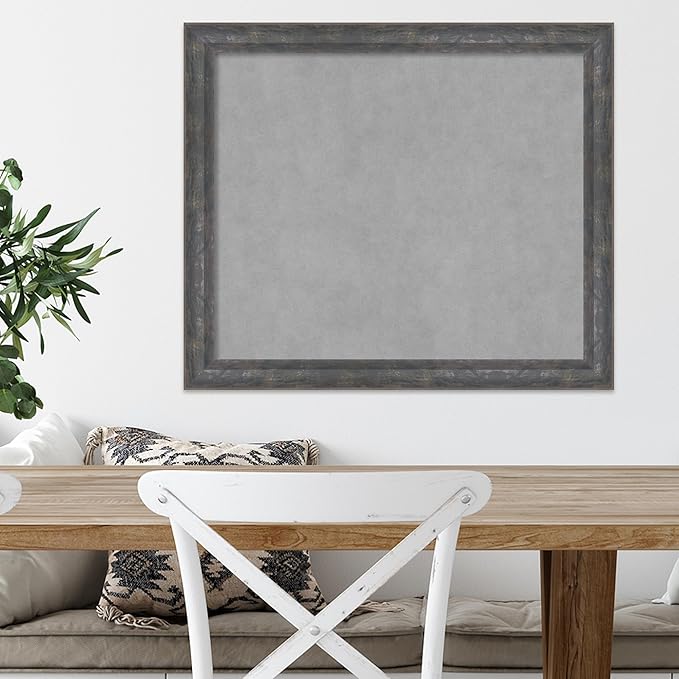 Amanti Art Grey Framed Magnetic Board 23x27 Medium Vision Board for use with Magnets, 100% Metal Sheet to Display Items as Office Decor or for Home Organization in mudroom, Kitchen or Kids Room