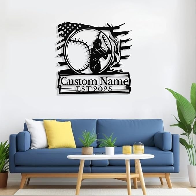 Personalized Softball Metal Sign, Custom Softball Signs Wall Art, Custom Name Sign for Player, Girls Room Decor, Sports Wall Decor, Gift for Girls, Team, Mother, Wife, Daughter