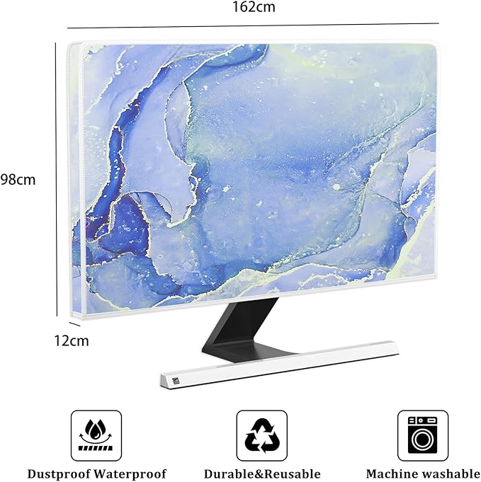 Baocicco Modern Violet Marble Waterproof TV Cover Anti-Static Dustproof Protective Cover for LCD/LED/HD 70 Inch Decorative Monitor Accessories Covers for Television LED LCD OLED TVs Screen