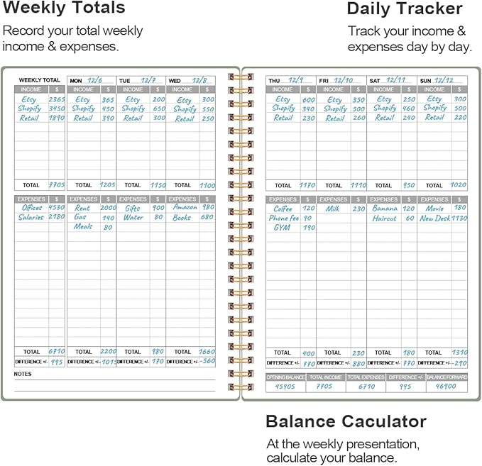 Income & Expense Log Book - A5 Income and Expense Ledger Book for Small Business, Accounting Bookkeeping Tracking Ledger LogBook for Woman and Man, 5.5" x 8.5", Green