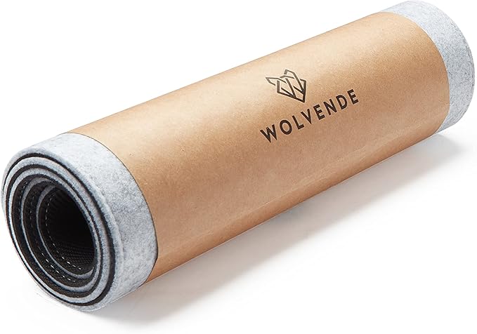 Wolvende Premium Felt Desk Mat | Large 15.75" x 36" | Multifunctional Desk Pad for Home Office | Light Gray
