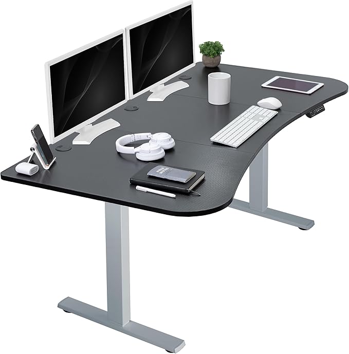VIVO Electric 63 x 32 in Standing Desk, Memory Height Adjustment, 1B Series, Holds 220 lbs, Black Carbon Fiber Top Gray Frame, DESK-KIT-1G1R