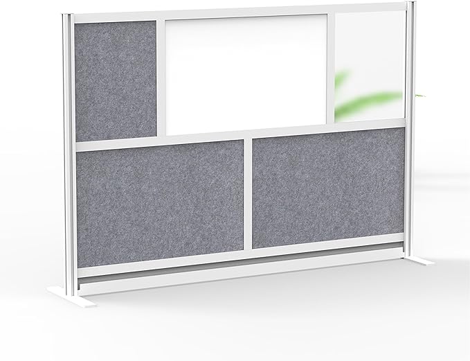 Workflow Modular Wall | Room Divider with Whiteboard, Sound Dampening, & Frosted Acrylic Panels | Expandable Office Partition for Privacy & Stability (70" x 48")