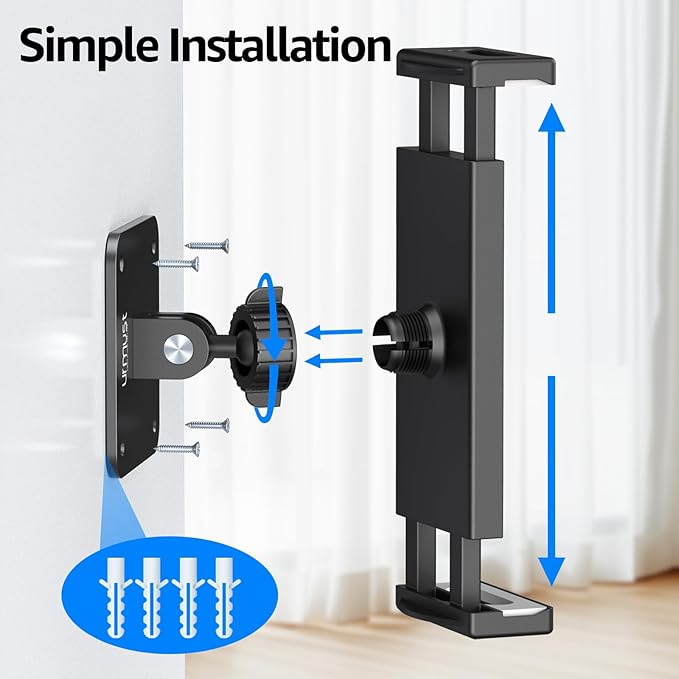 Urmust Universal Tablet Wall Mount Holder, 360° Adjustable, for 4.7-13" Devices, iPad, Galaxy Tab,Sturdy Aluminum Wall Phone Holder, ipad Wall Mount for Home, Office & Public Spaces
