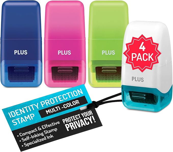 Guard Your ID Identity Protection Stamp Roller, Deluxe Multi-Color 4-Pack