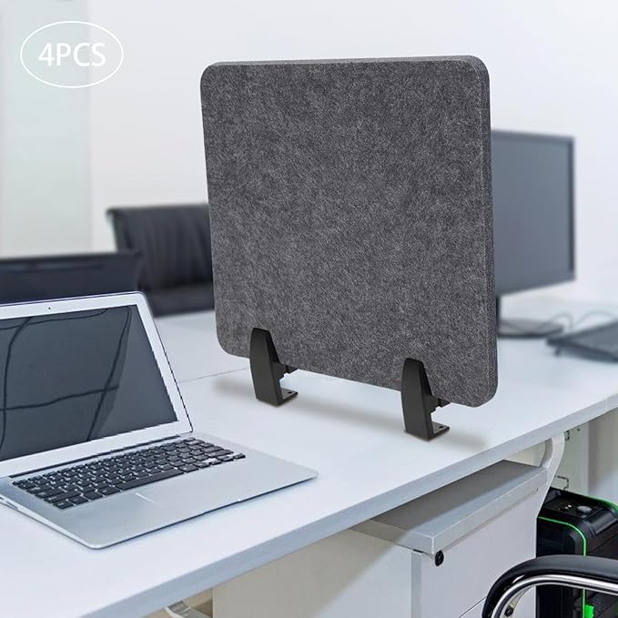 4pcs Privacy Panels,Standing Desk Divider,Desktop Office Furniture Partitions Stand Up Desk Privacy Panel, Clamp-On Acoustic Desk Divider Mounted Privacy Panel, 20.9" x 16" (Dark Grey)
