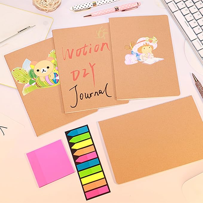 24 Pack Kraft Notebook Journals for Travelers, Students and Office, Writing Diary Subject Notebooks Planner with Thick Paper, 60 Pages, 30 Sheets, 8.3x5.5 inch, A5 Size, Travel Journal Set.(Blank)
