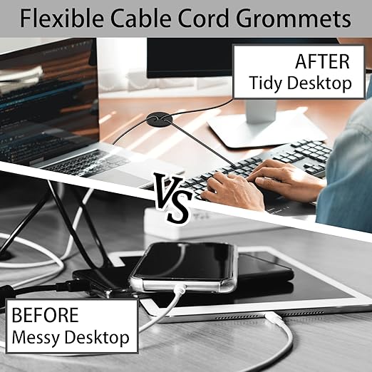 3/4 Inch(20mm) Desk Grommet,13 Pieces Wire Grommet, Desk Hole Cover for Cables with Hole Saw,Plastic Cable Cord Wire Hole Cover for Desk, Table,Cabinet,Countertop and Other Furniture(Black)