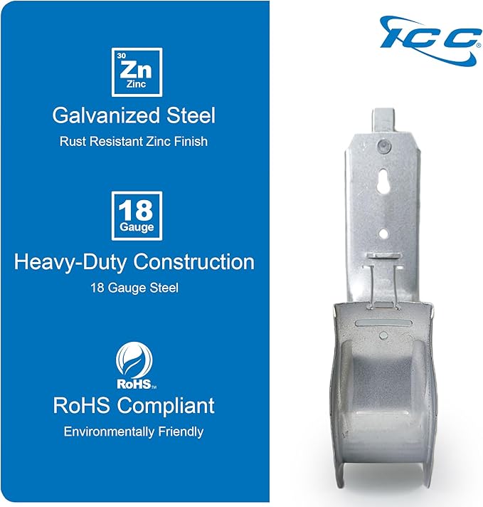 ICC Beam Clamp J Hook 4” with Retainer Clip - Galvanized Steel Cable Management Hooks for Hanging Cable to Beams - Rust-Resistant, EIA and TIA Compliant - 4 Inch 25 Pack