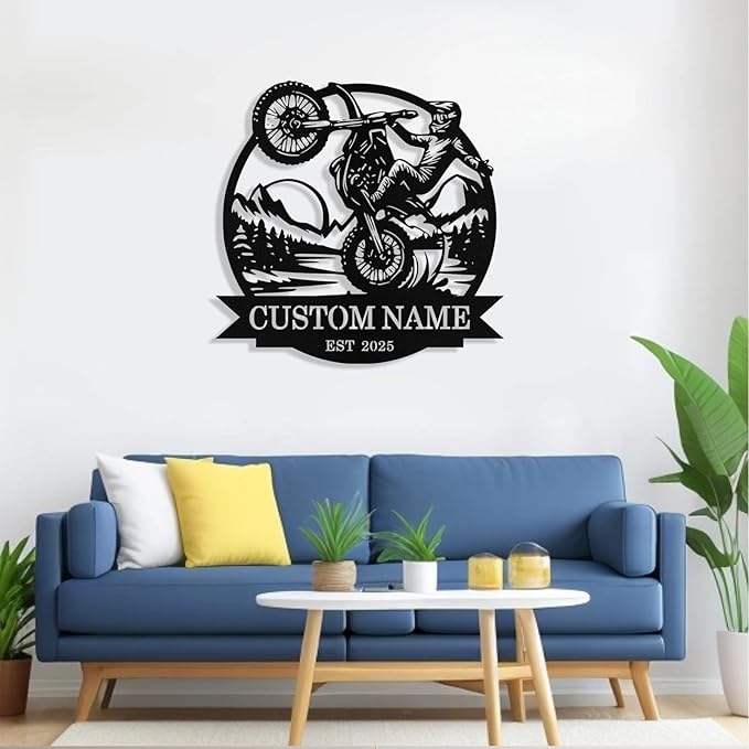 Custom Motorcycle Metal Signs Personalized Dirt Biker Name Sign Custom Garage Decor Motorbikes Wall Art Decor Motorcycle Sign Men Room Decorate Gifts for Men Husband Rider