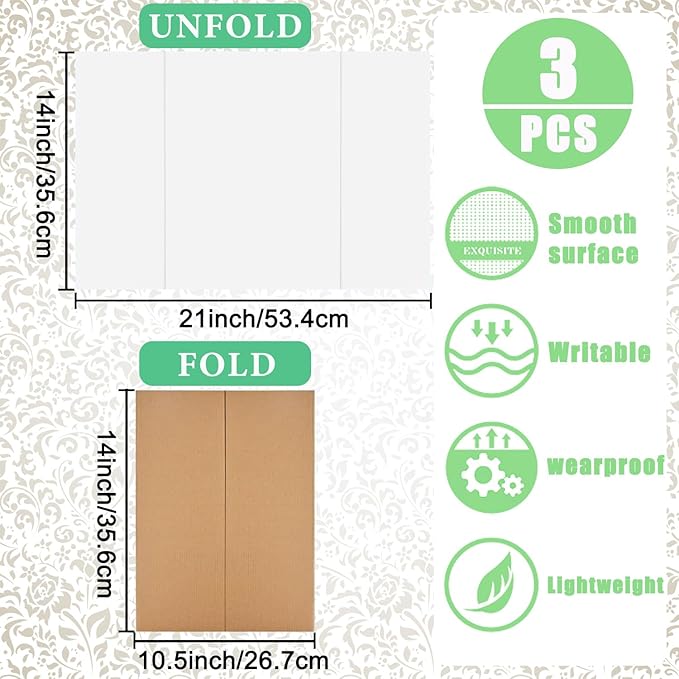 Trifold Display Boards with Colorful Self-Adhesive Sheets – 24 x 16 Inch Tri-Fold Corrugated Presentation Boards for Science Fairs, Complete Poster Board Kit