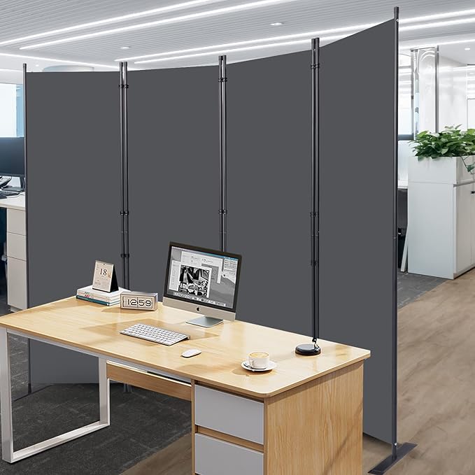 CHOSENM Wall Divider, 4 Panel Room dividers and Folding Privacy Screens with Wider Support Feet, 6 Ft Portable Privacy Screen for Room Separator, 88" W X 71" H, Grey