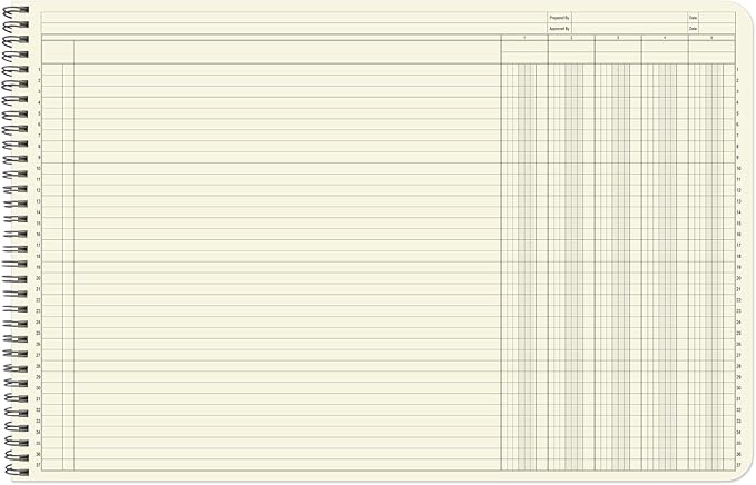 BookFactory Accounting Ledger Notebook/Large 5 Column Accounting Ledger Columnar (Five Columns) Log Book - 17'' x 11'', 100 Pages, Wire-O Landscape Format (Made in USA)
