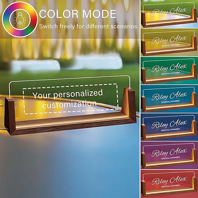 Custom Desk Name Plate Personalized, Light Up Office Acrylic Name Sign for Boss Coworker Teacher, Employee Appreciation Gift, Professional Office Decor