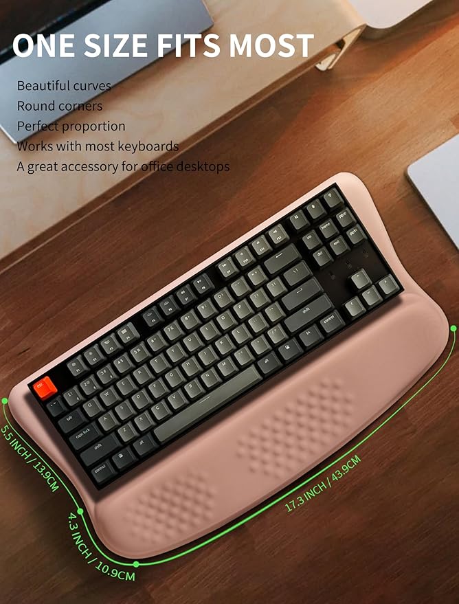 KUOSGM Ergonomic Wave Wrist Rest with Keyboard Stand, Cushioned Palm Rest, Comfortable Integrated Memory Foam for Natural Typing and Relieve Wrist Pain, Gradient Sand Color