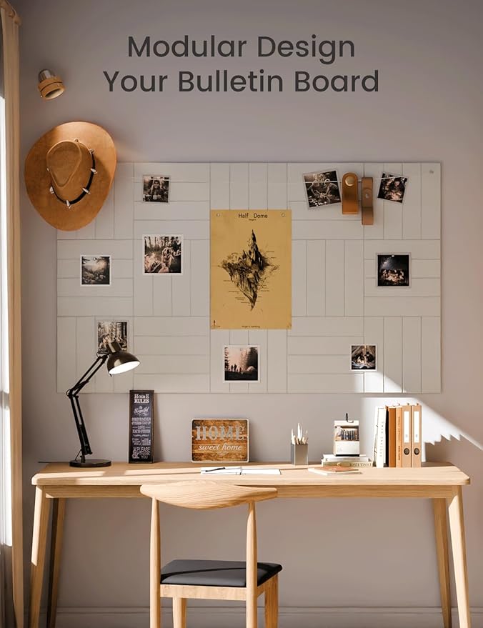 Large Felt Bulletin Board 48" x 36" Cork Board Alternative-12 Pack with 70 Safe Removable Adhesive Tabs, Cork Boards for Walls for Home Office Classroom Pin Board-Cold White