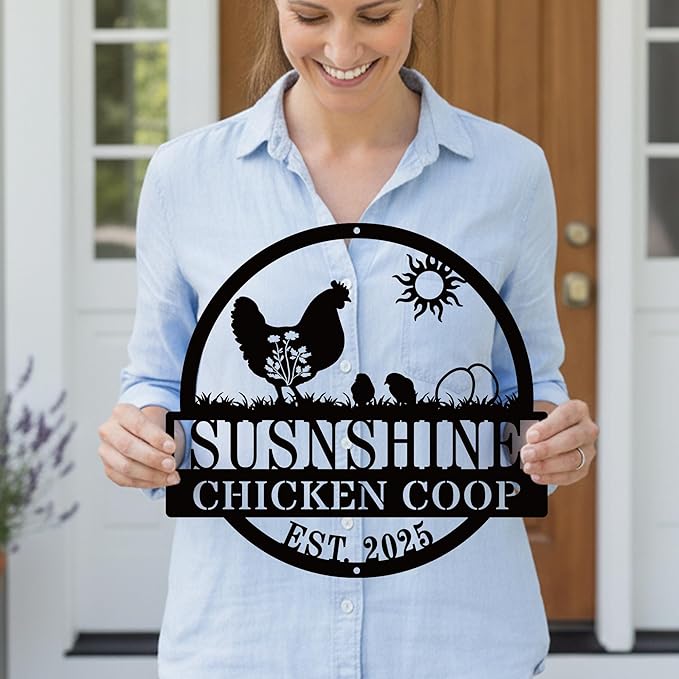 Personalized Chicken Coop Metal Signs Custom Chicken Coop Decor Chicken Coop Accessories Chicken Signs for Coop Funny Outdoor Personalized Fluffy Butt Hut Chicken Sign Gift for Chicken Lovers