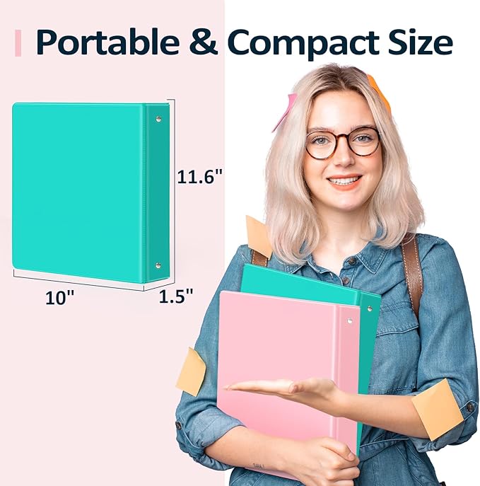 BinderX Extra Durable 3 Ring Binder, Round Rings 1 Inch Binder, Fits 175 Sheets of 8.5x11 Paper, Customizable View Cover with Inside Pockets, Cute 1" Binders, 1 Inch Binders 3 Ring, Navy Blue