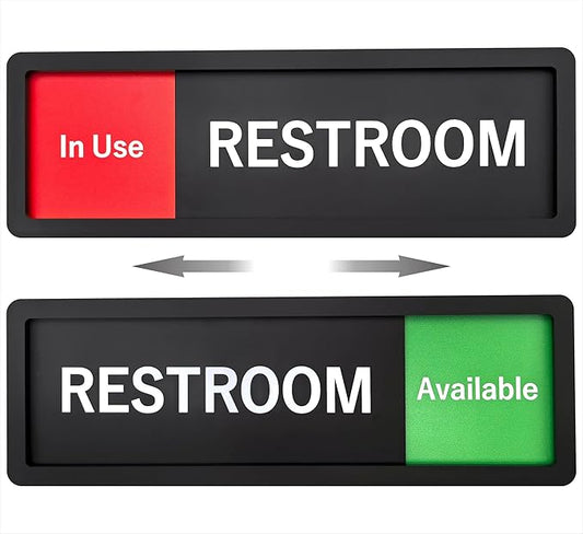 Restroom Sign – In Use/Available Slide Switch Sign ，Premium Durable Acrylic Material, Super Strong Self-Adhesive, Quick Installation, Suitable For Your Home And Business (9×3 Inches, Black)