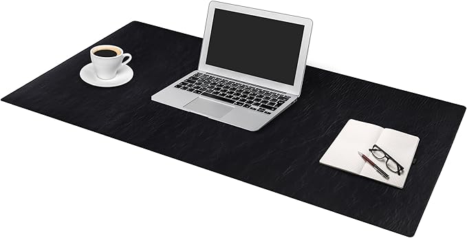 Node Leather - Genuine Leather Desk Pad - Executive Real Leather Desk Mat - Rustic Black (18.75" x 35.75")