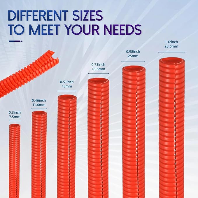 Split Wire Loom Tubing, 10,25ft Cord Protectors from Pets No Chew, Flexible Wire Covers Cord Protectors, Protective Split Cable Sleeve for Automotive Home Industrial Wires(Red, 0.98inch-25ft)