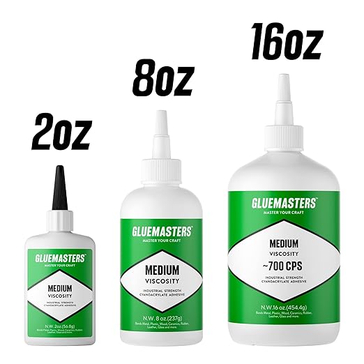 Professional Grade Cyanoacrylate (CA) Super Glue by GLUE MASTERS - 56 Grams - Medium Viscosity Adhesive for Plastic, Wood & DIY Crafts…