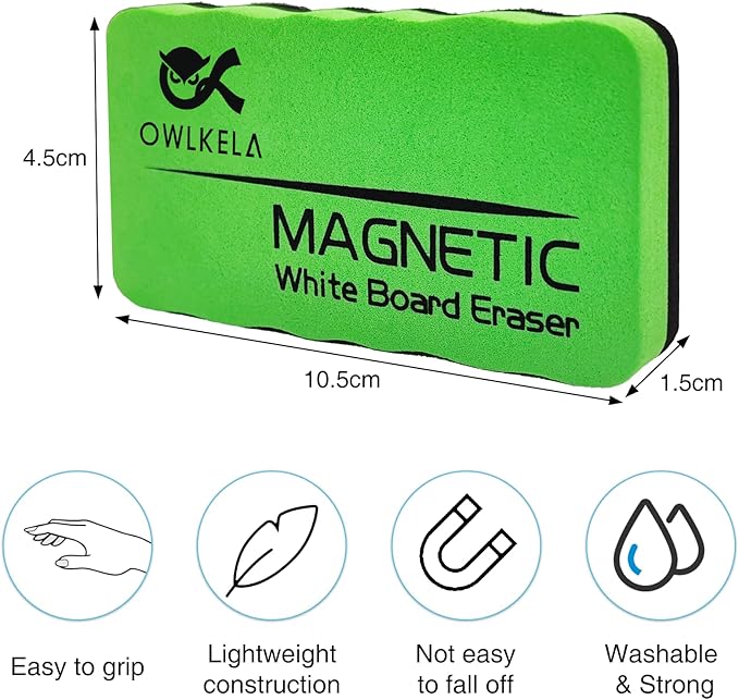 OWLKELA 36 Pack Dry Erase Erasers, Magnetic Whiteboard Eraser for White Board, White Board Markers Dry Erase, Ideal for Classroom, Home, Office, 4 Colors