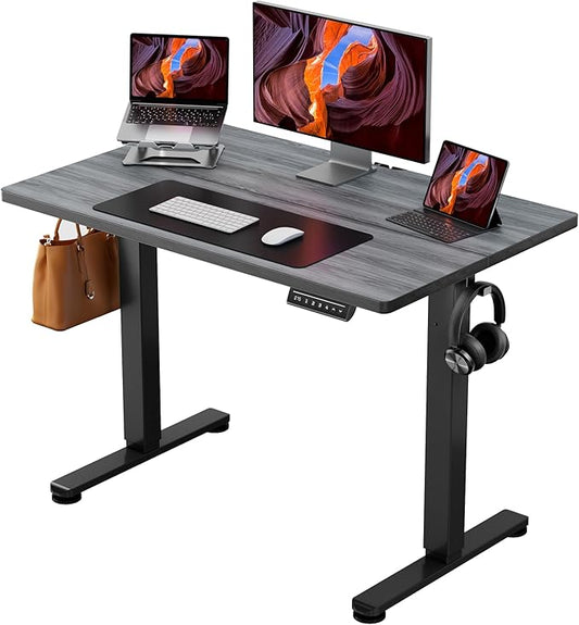 ErGear Electric Standing Desk, 44 x 24 Inches Height Adjustable Stand up Desk, Sit Stand Home Office Desk, with Two-Piece Desktop (Grey)