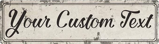 The Sign Shoppe Rustic Custom Metal Sign - Custom Sign for Indoor or Outdoor Use (Rustic Tan Double Border, 15 inches x 4 inches)